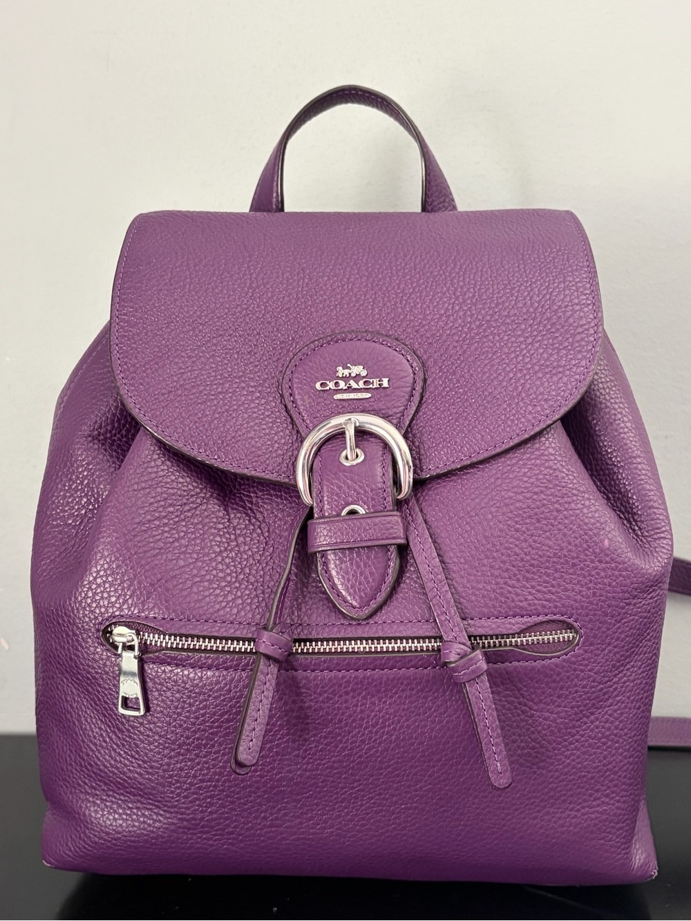 COACH Kleo Backpack Purple Pebble Leather/ Silver Hardware/ Adj Straps ~ C5648